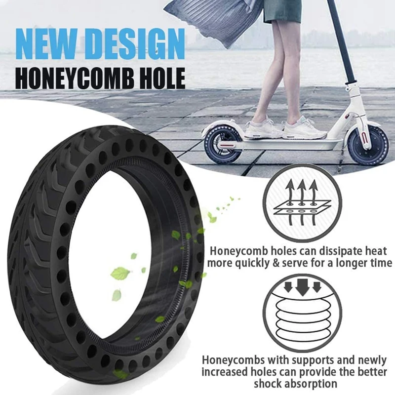 Honeycomb Solid Tire Replacement For Xiaomi M365 Scooter Gotrax Gxl/Gotrax XR, 8.5 Inches Electric Scooter Solid Tires