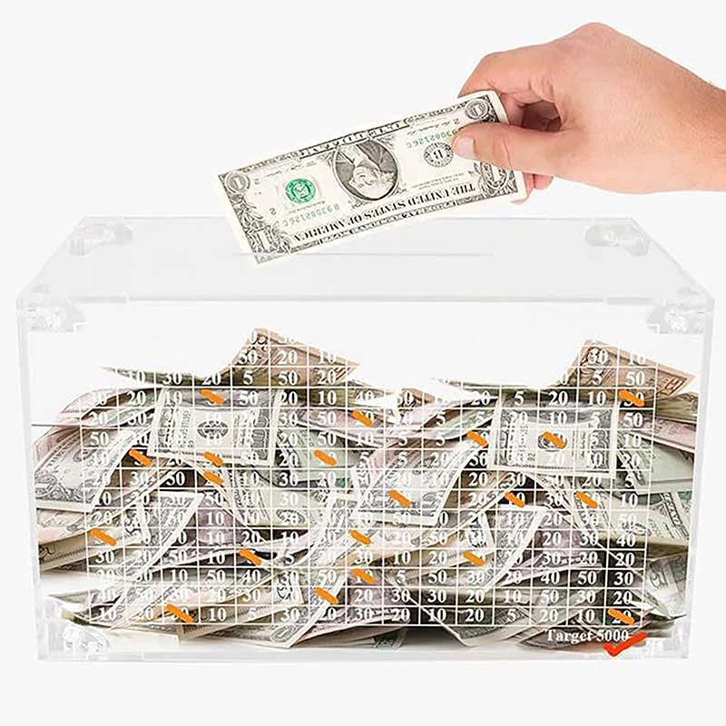 

Transparent Acrylic Money Box With Counter Piggy Bank Handmade For Creative Children's Saving The Money Goal