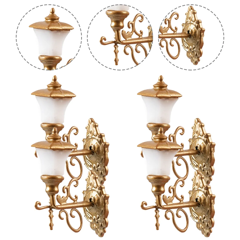 4 Pcs Dollhouse Wall Light Miniature Lamp Model Landscaping Chandelier Lamps Abs Lights Decoration