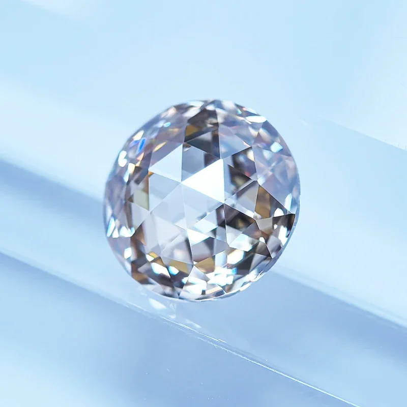 Moissanite Round Shape Double Faced Rose Cut Champagne Color Charm Beads for DIY Jewelry Making Materials with GRA Certificate