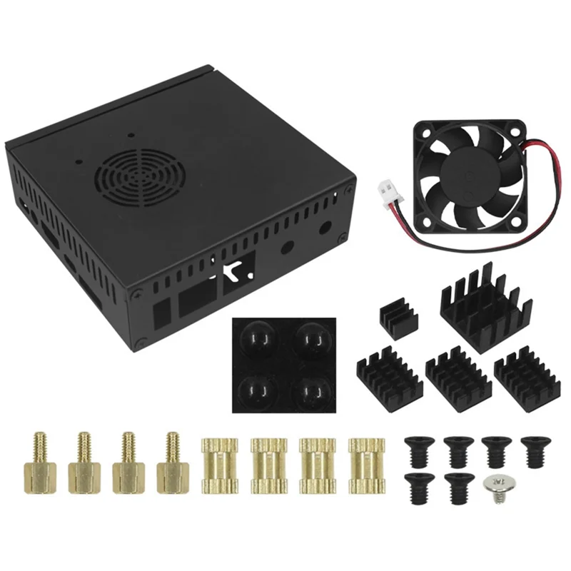 

Ingenious-Metal Case Enclosure N506 For Orange Pi 5/5B Supports M2 Nvme SSD 2280 With 5Pcs Aluminum Heatsink Cooling Fan Box