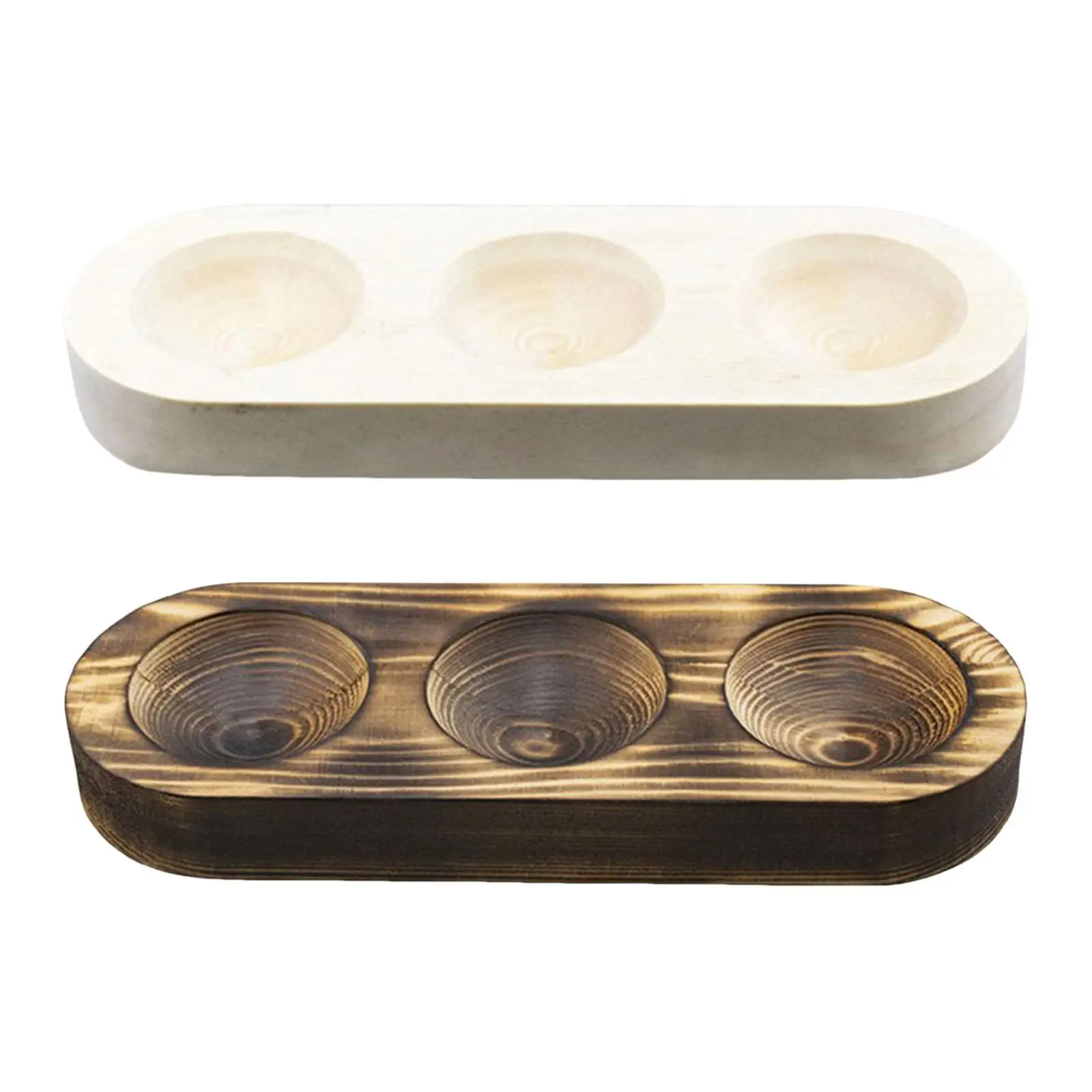 3 Holes Egg Holder Kitchen Decoration Portable Mini Wood Egg Tray Egg Container for Tabletop Kitchen Fridge Countertop Household