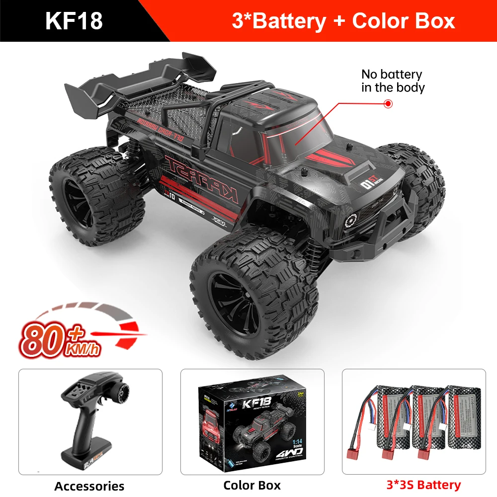 Teeggi 4WD 2.4G RC Drift Auto 80 KM/H 1:14 Hoge Snelheid Off-Road Racewagen Borstelloze 3S Afstandsbediening Auto Vrachtwagen Speelgoed Voor Gift