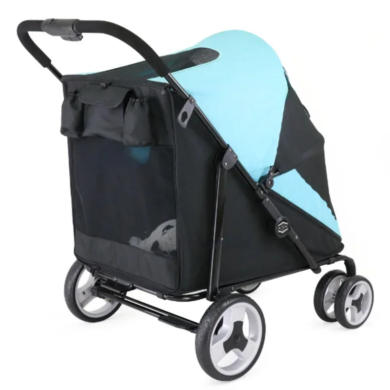 

Cochecito nórdico portátil para perros y gatos, carrito plegable de gran capacidad, de 4 ruedas, para viajes al aire libre, 55kg
