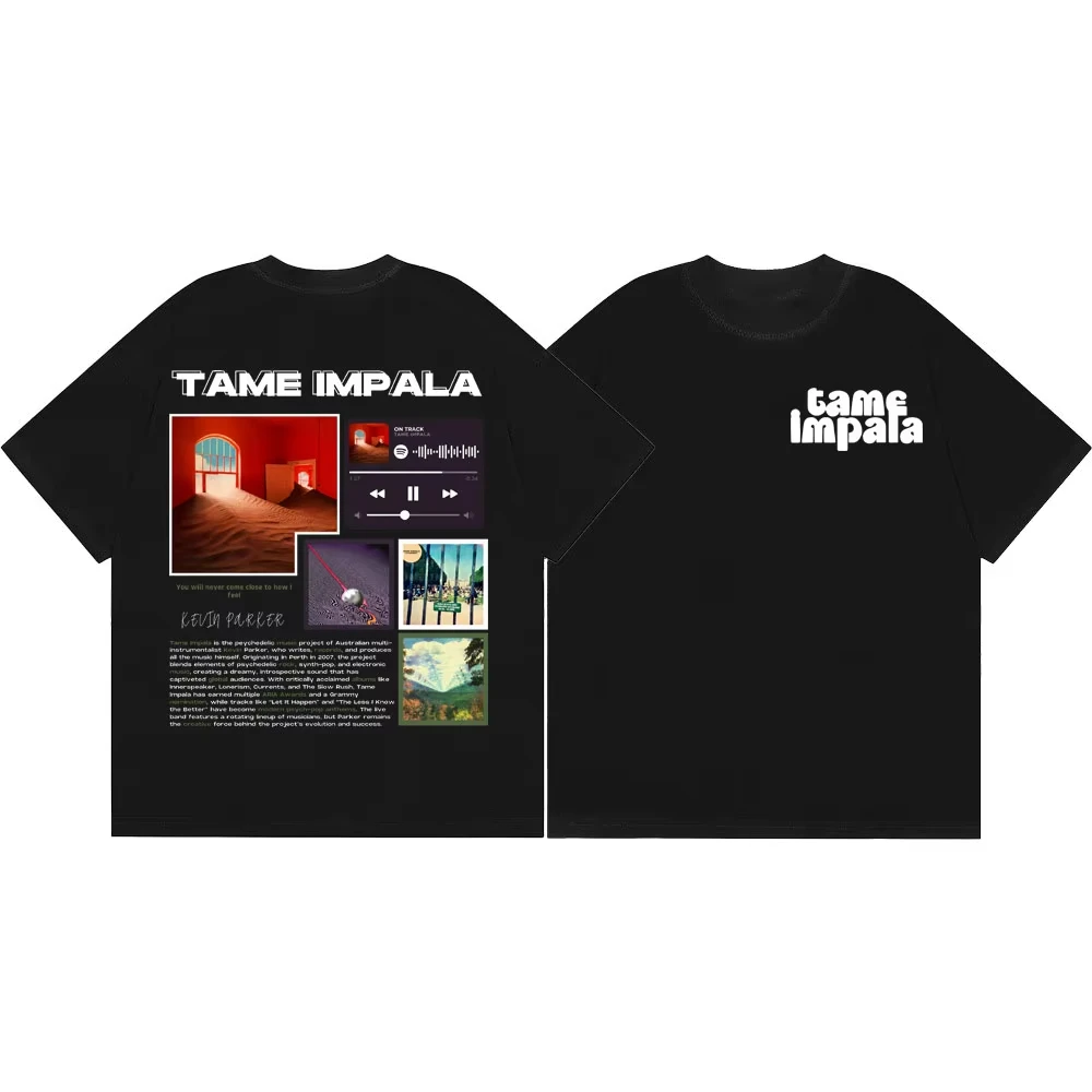 Summer Hot Sale Tame Impala Band Merch T-shirts Y2K Men Women High Quality Fashion T Shirt Printed Casual Outdoor Cotton T-shirt