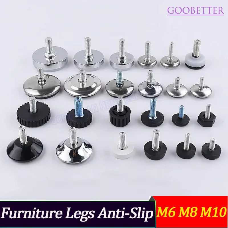 2Pc M6 M8 M10 Furniture Legs Anti-Slip Table Cabinet Leg Pads Adjustable Feet Floor Protector Chair Feet Leveler Table Legs