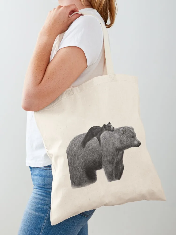 

Mama Bear Cub Cottagecore Drawing Sketch Tote Bag Cloth bag shopping bag supermarket folding Women's shopper