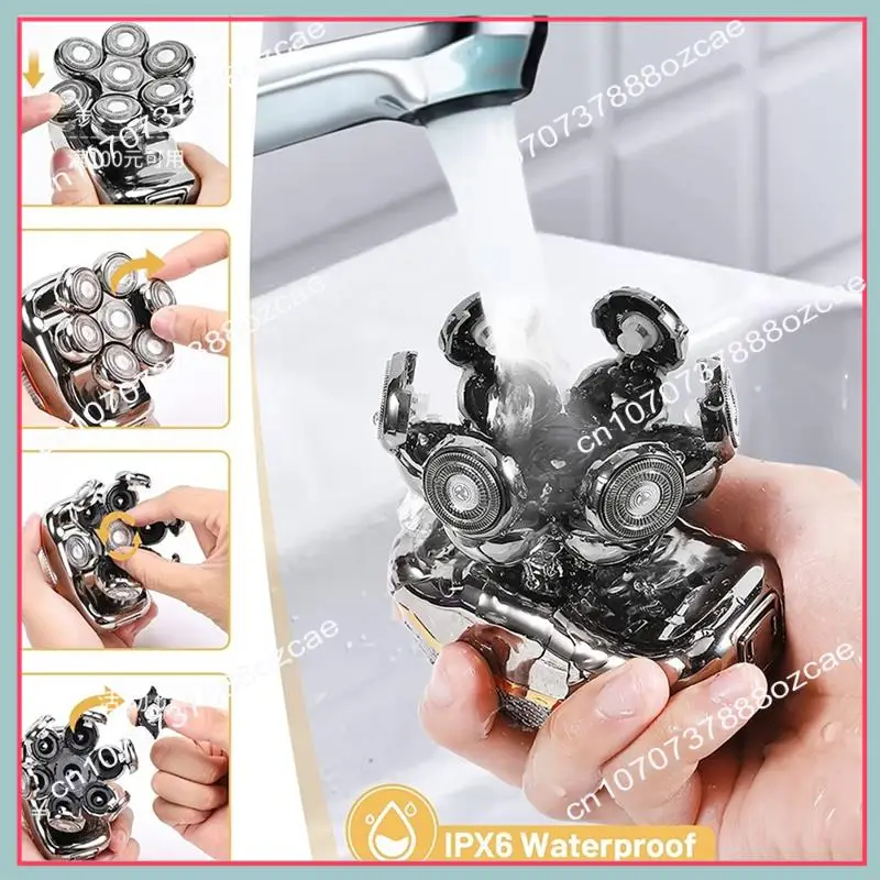 A26P 6 In 1 Men's Electric Heads Shaver Rechargeable Cordless Hair Shaving For Bald Man Waterproof Wet Dry Beard Trimmer