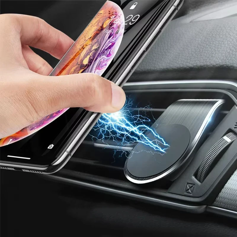 Magnetic Car Phone Holder Car Air Vent Mount Stand Universal Car Mobile Phone GPS Bracket For iPhone Samsung Xiaomi Realme OPPO