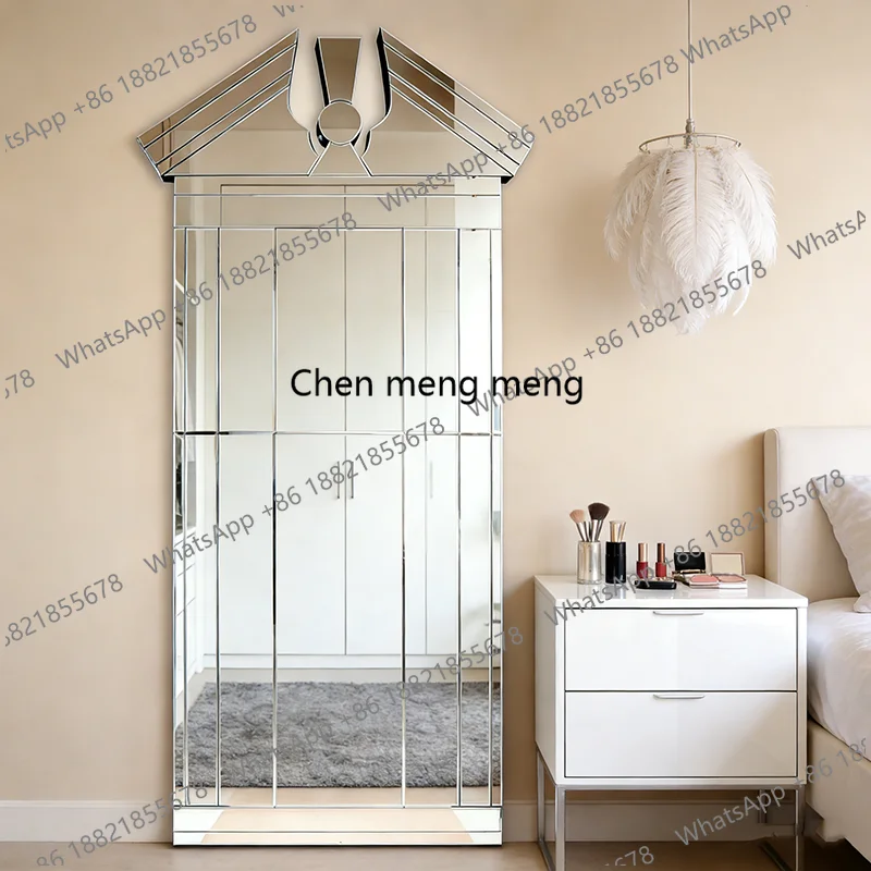 French wall-mounted full-length mirror  cloakroom light luxury floor-to-ceiling mirror full-body mirror attached to the wall