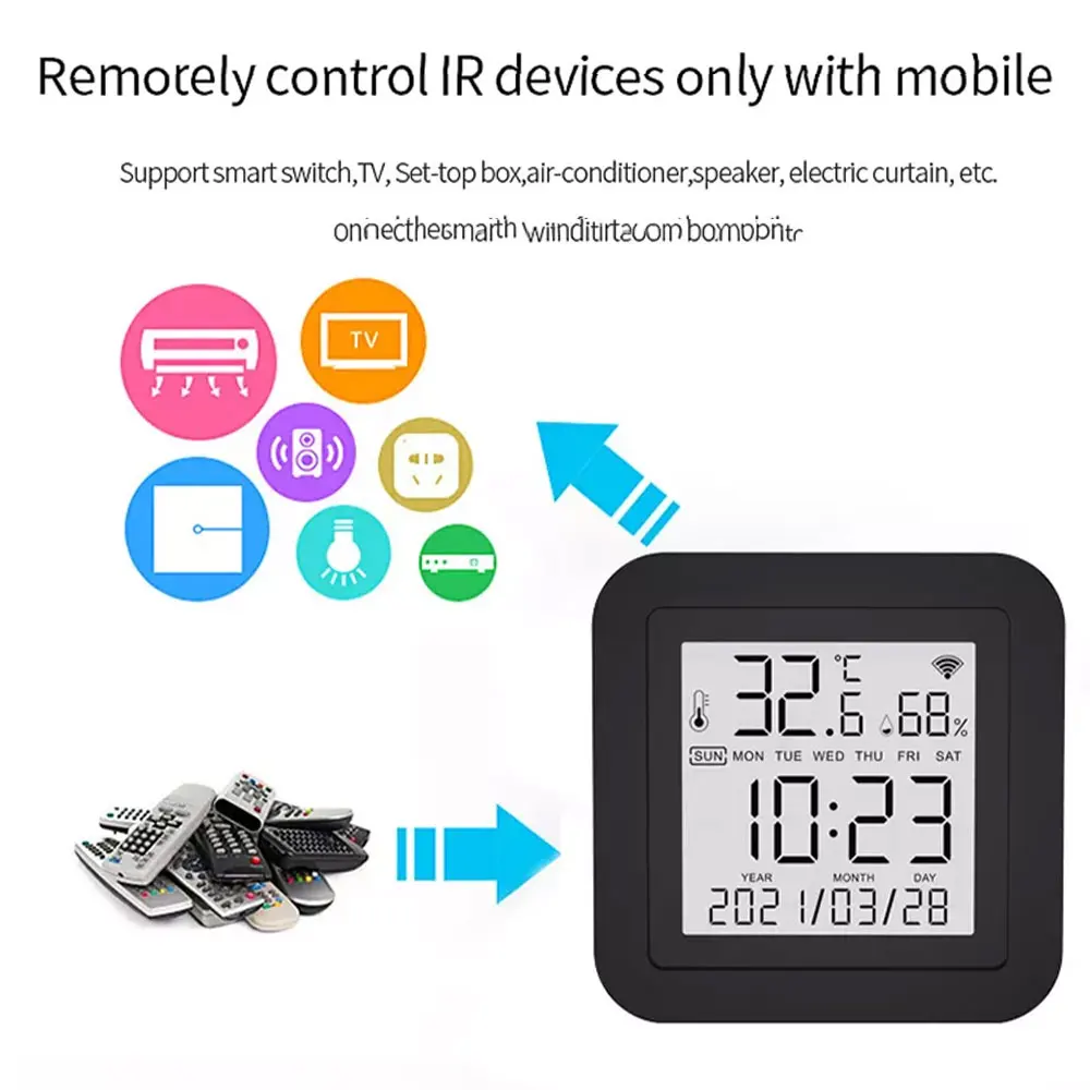 WiFi IR Remote Temperature Humidity Sensor Screen Smart Tuya APP Remote Voice Control Google Thermometer Hygrometer