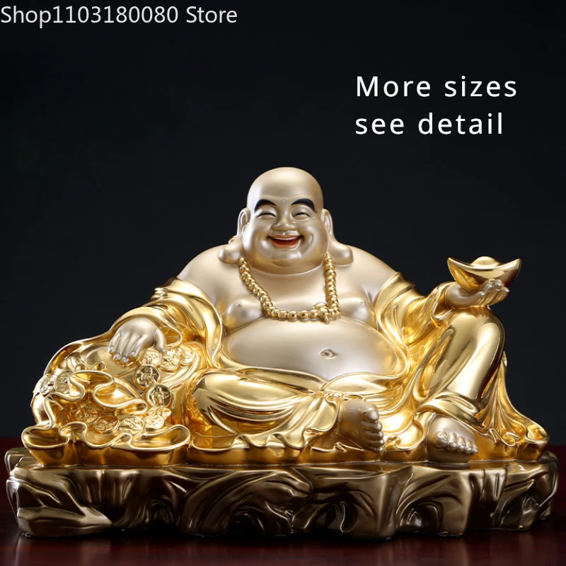 Exquisite Copper brass gilt Maitreya Buddha statue Chinese Fengshui Lucky Big belly Happy laughing Buddha  home decor Large size