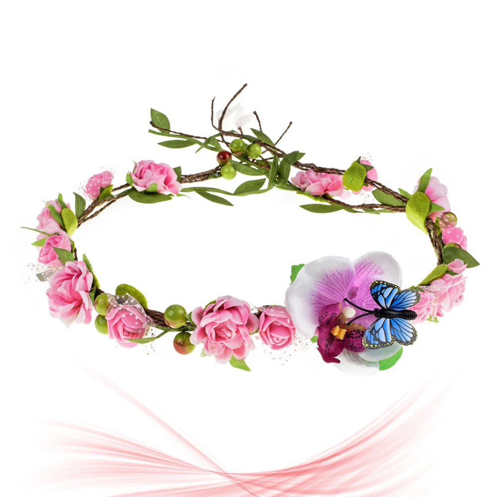 

Floral Party Hair Bands Bridal Headdress Simulation Flower Decorations Photo Props Hoop Ring Accessories Lightweight Comfortable