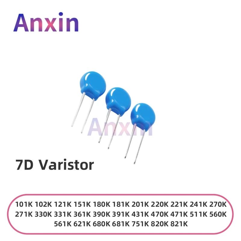 

20PCS 7D Varistor 100-1000V (07D101K/07D471K/07D681K), Zinc Oxide MOV Surge Protector for Power Supply/Industrial AC Protection