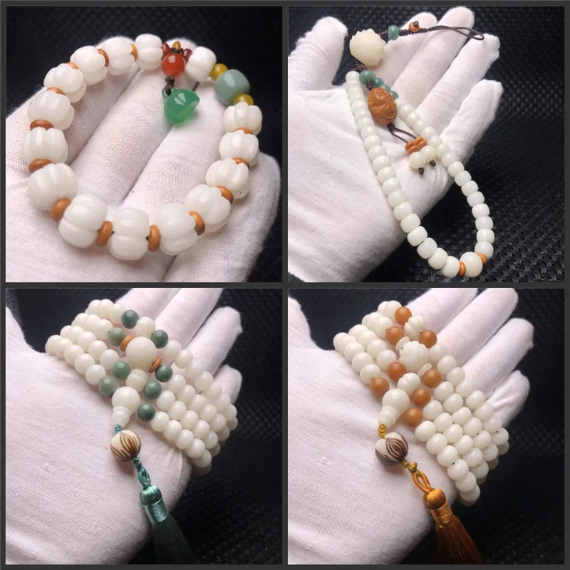 Bodhi root White Jade Bodhi Root Bracelet 108White Corypha Umbraculifea PCs Bracelet Tassel Style Factory Price