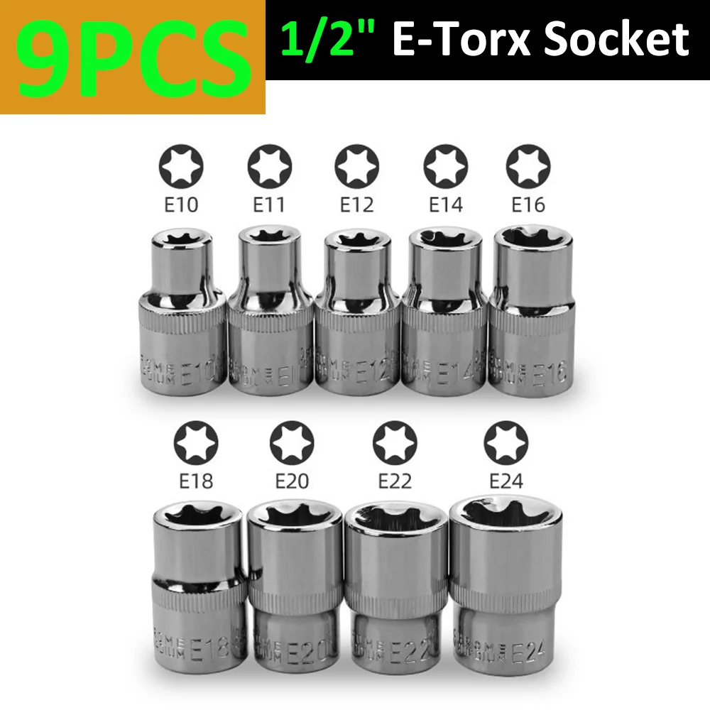 1/4 Zoll, 3/8 Zoll, 1/2 Zoll Antrieb E-Torx Sternsteckschlüsselsatz, externer Sternsteckschlüsselsatz, Drehmomentschlüsselsatz E4-E24, langlebiges, vielseitiges Handwerkzeugset – Detail 8