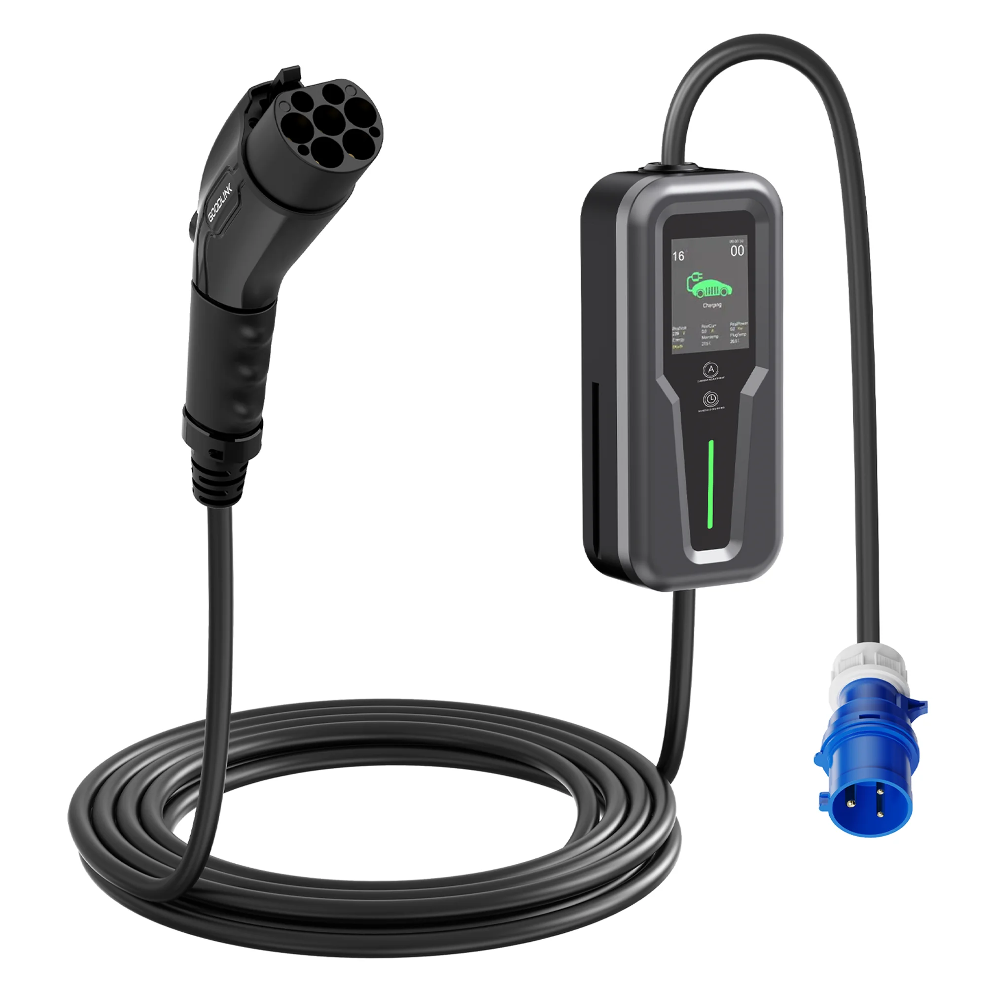 

Model A02 7kW GB/T AC Portable EV Charger, 200-220V Electric Car Charger, Suitable for Home & Outdoor Use