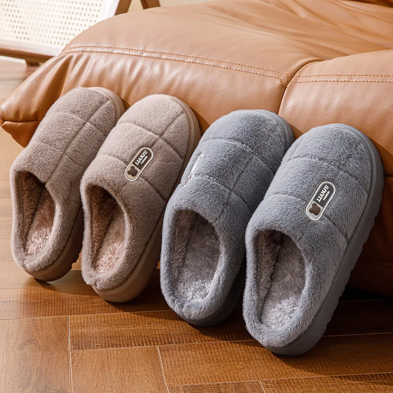 Große Größen 50 51 Winter-Hausschuhe für Herren mit Dicker Sohle, Warme Indoor-Paarschuhe, Rutschfeste Flache Plattform-Baumwollpantoffeln – Detail 18
