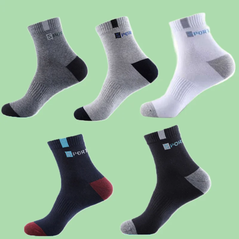 5/10 Pairs Bamboo Fiber Breathable Sweat Absorbent Deodorization Fashion Casual Boys Sports Sock High Quality Men's Cotton Socks