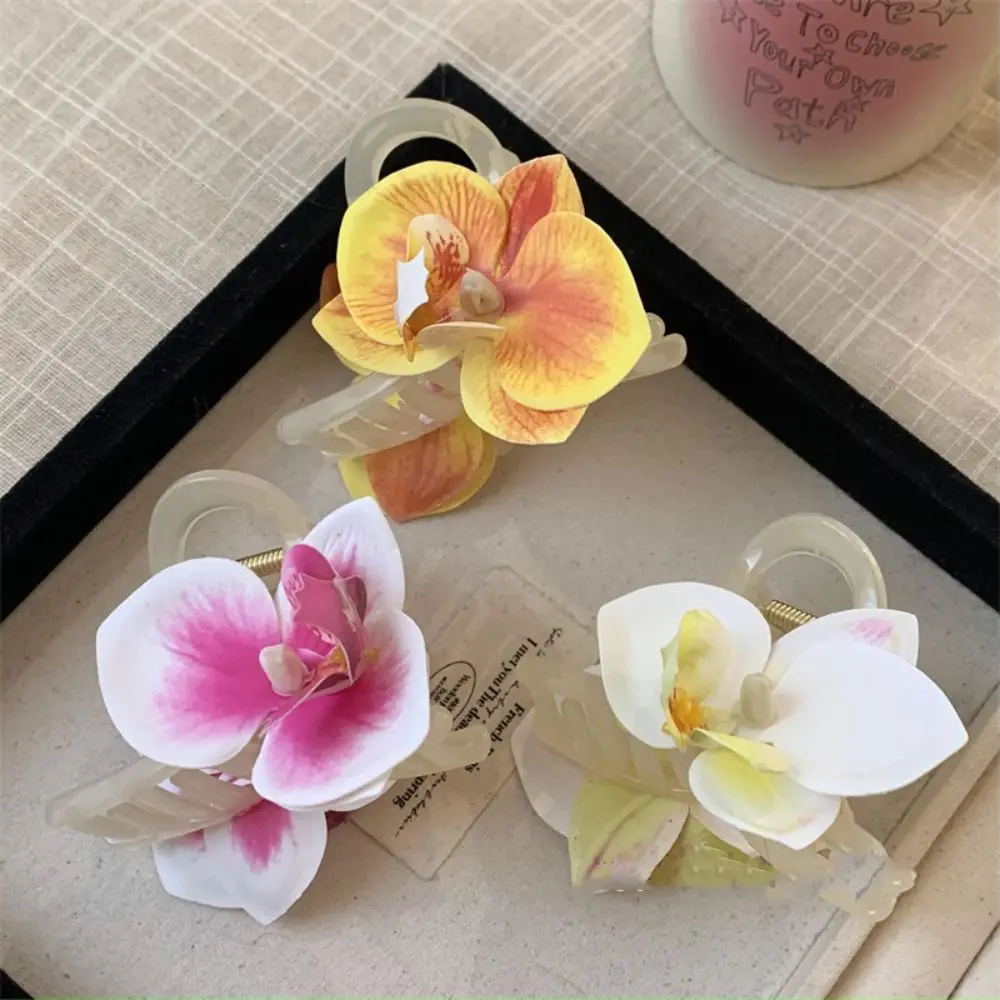 

Cute Butterfly Orchid Flower Hair Claw Bohemia Barrettes Cloth Orchid Hair Clip Shark Clip Grab Clip Large Shark Clip Beach