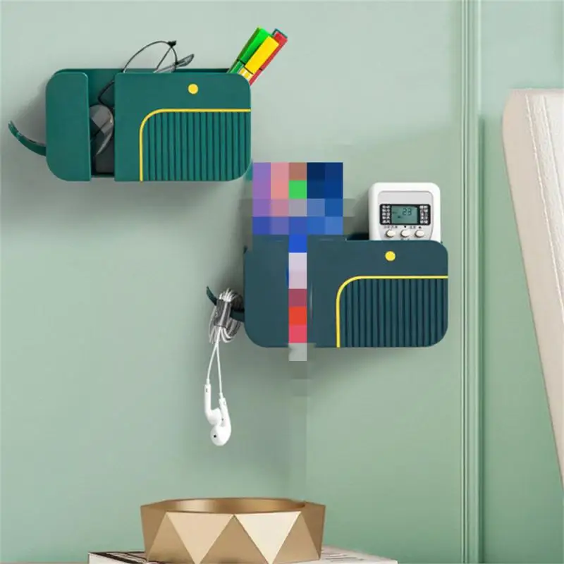 Wall Mount Phone Plug Holder Mobile Phone Charging Stand Air Conditioner TV Remote Control Storage Box Home Storage Holders