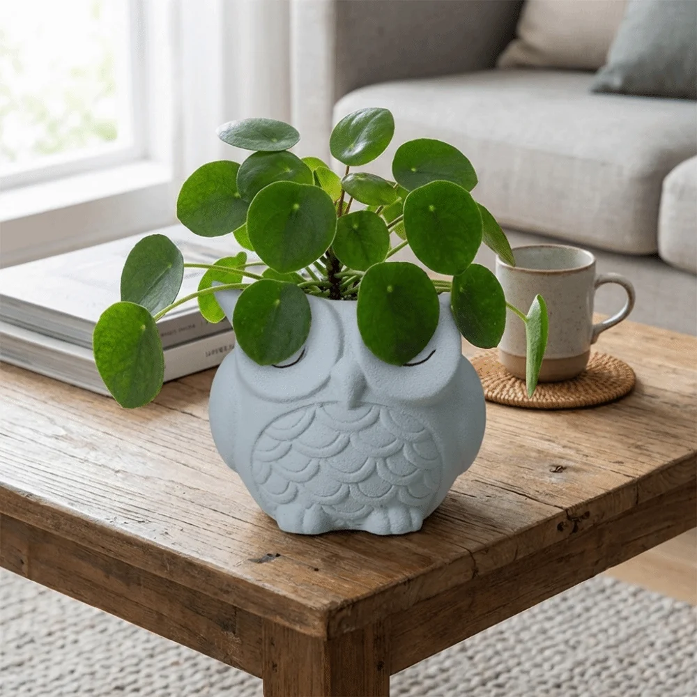 Unique Ceramics Owl Planter Cute Decorative Green Onion Pots Corrosion Resistant Flowerpots Succulent Pot Office