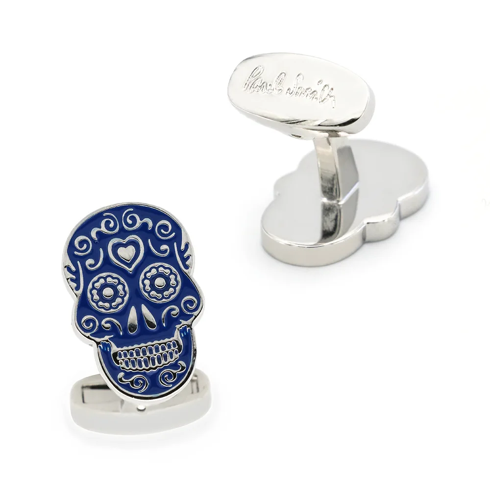 Mexican Day of The Dead Style Skeleton Cufflinks Metal Enamel Skeleton Cufflinks Men's Business Dress Shirt Accessories