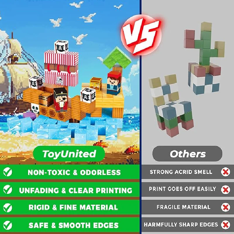 Blocs de construction magnétiques Mine World Undead, ensemble d'aimants Cube de bateau Pirate pour enfants de 3 ans et plus, modèle de bricolage, cadeau créatif pour enfants