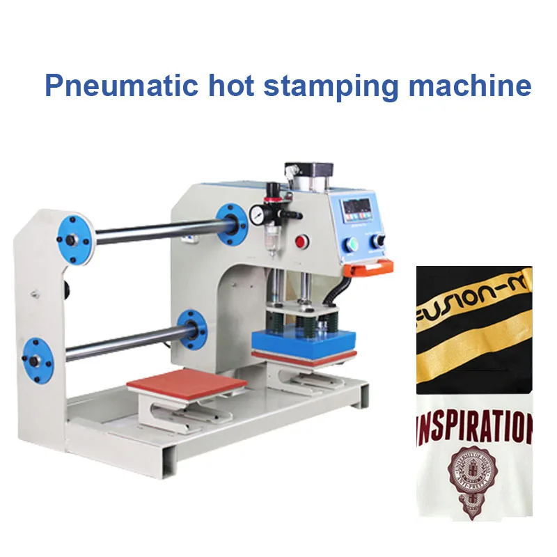 

Double Station Heat Transfer Press Pneumatic Automatic Hot Stamping Machine DIY Cloth T-Shirt Leather Cover Printer 110V/220V