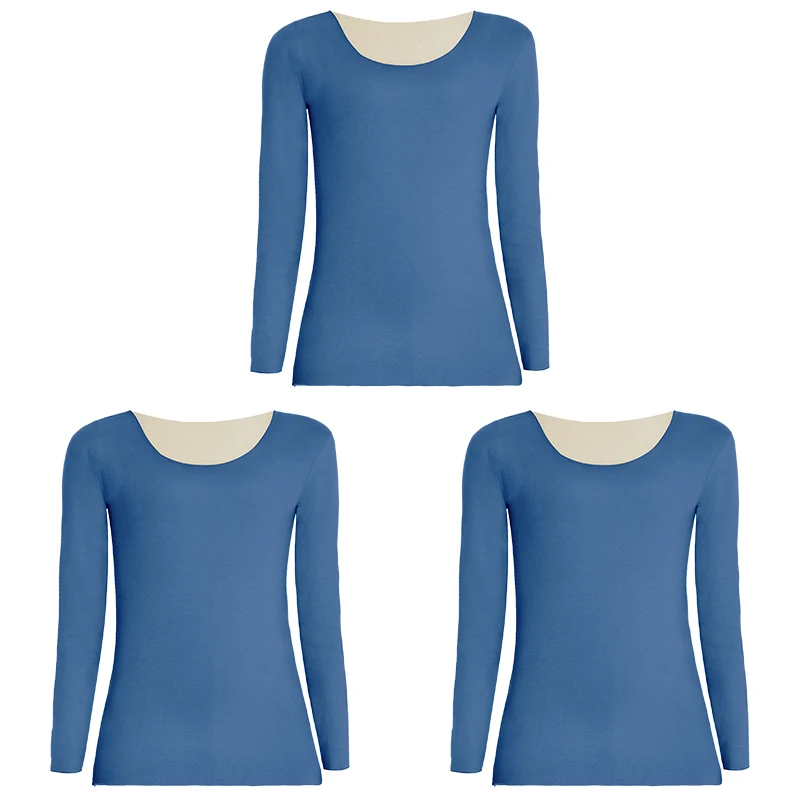 1pc Seamless thermal underwear for women, fleece - lined and thickened, base layer top for spring, autumn and winter.