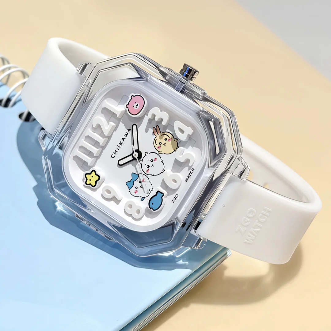 Chiikawa Ice-Clear Small Square Watch Birthday Gift Official Authentic Merchandise Luminous Fluorescent Watch