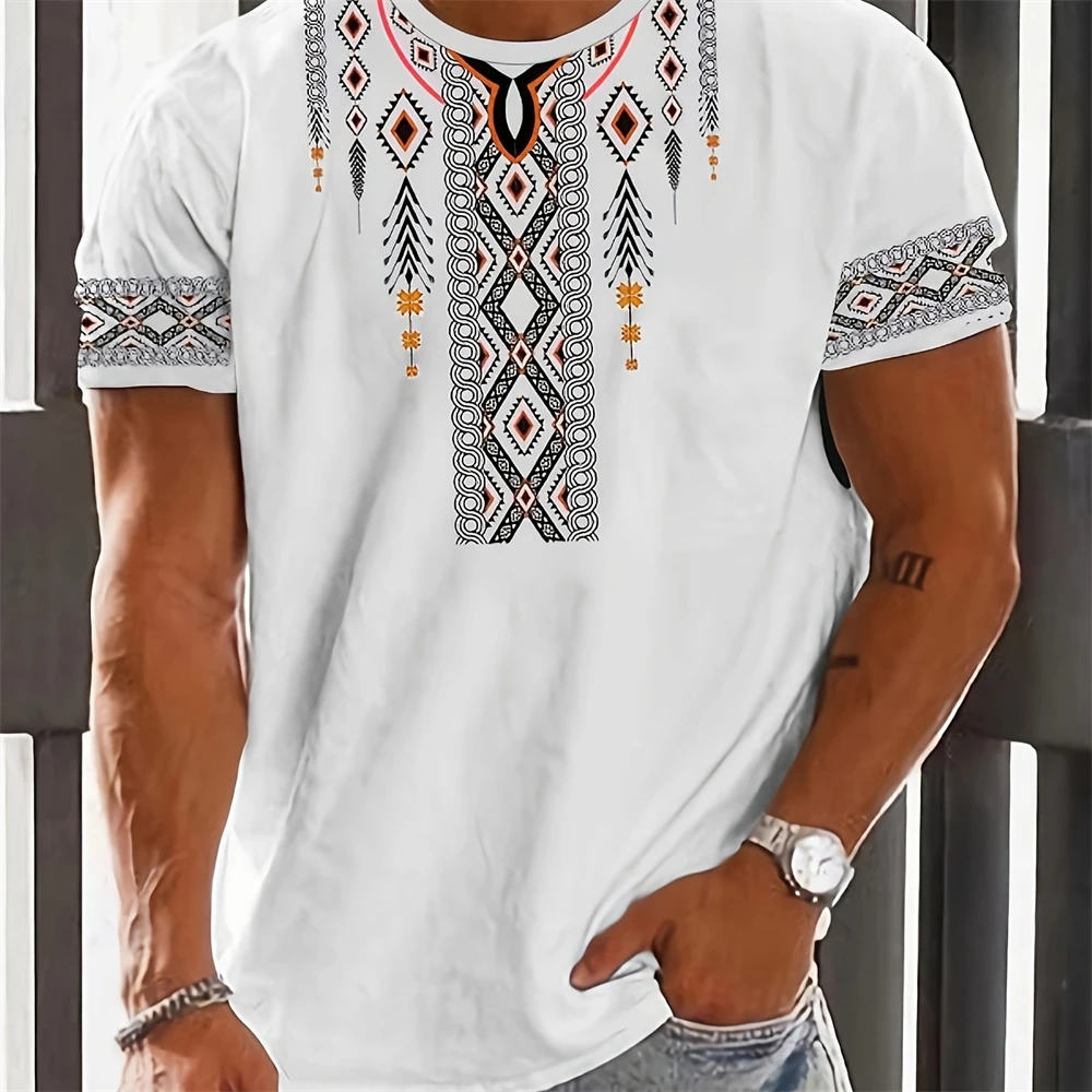 الأفريقية Dashiki العرقية نمط تي شيرت للرجال ثلاثية الأبعاد مطبوعة الشارع الاتجاه تي شيرت الصيف قصيرة الأكمام تي شيرت المتضخم الملابس
