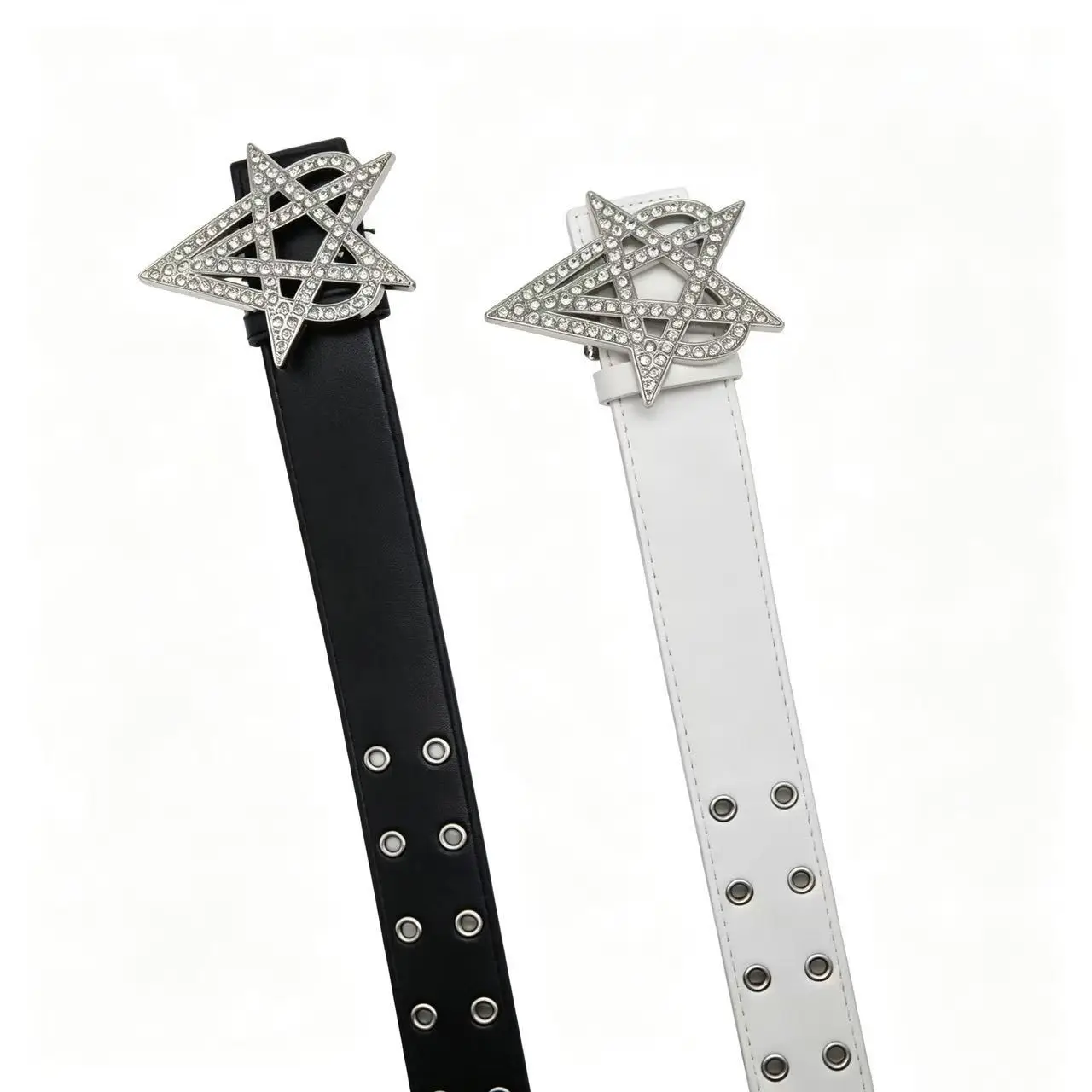 2026 New Diamond Studded Five Pointed Star Heart Hip-hop Belt, European and American Street Style Metal Punk Rivet Belt