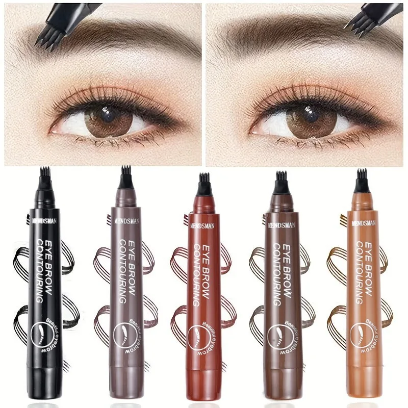 4 Splitted Head Eyebrow Pencil Long Lasting Smudge Proof Waterproof Sweat Resistant High Pigmented Easy Apply Liquid Brow Pen