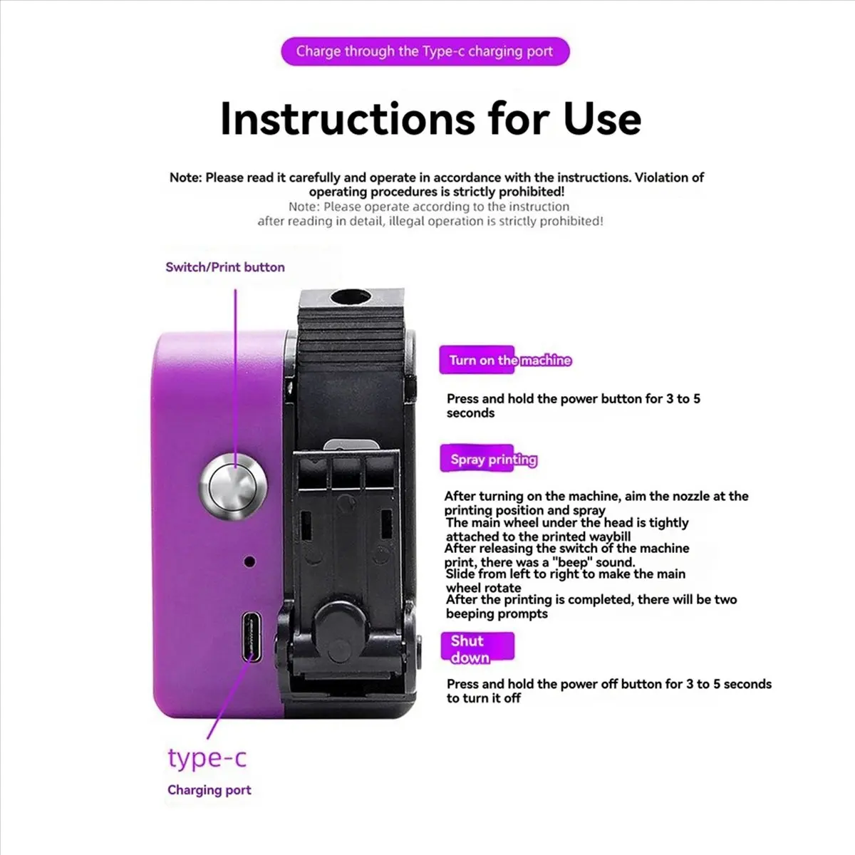 lillili Handheld Inkjet Printer Detachable Portable Smart Inkjet Coding Machine for Production Date QR Handheld Printer CP12