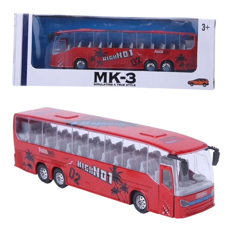 1:50 Simulatie Transit Bus Model Speelgoed Legering Trek Bus Speelgoed Met Licht En Muziek Voor Kinderen (Rood)