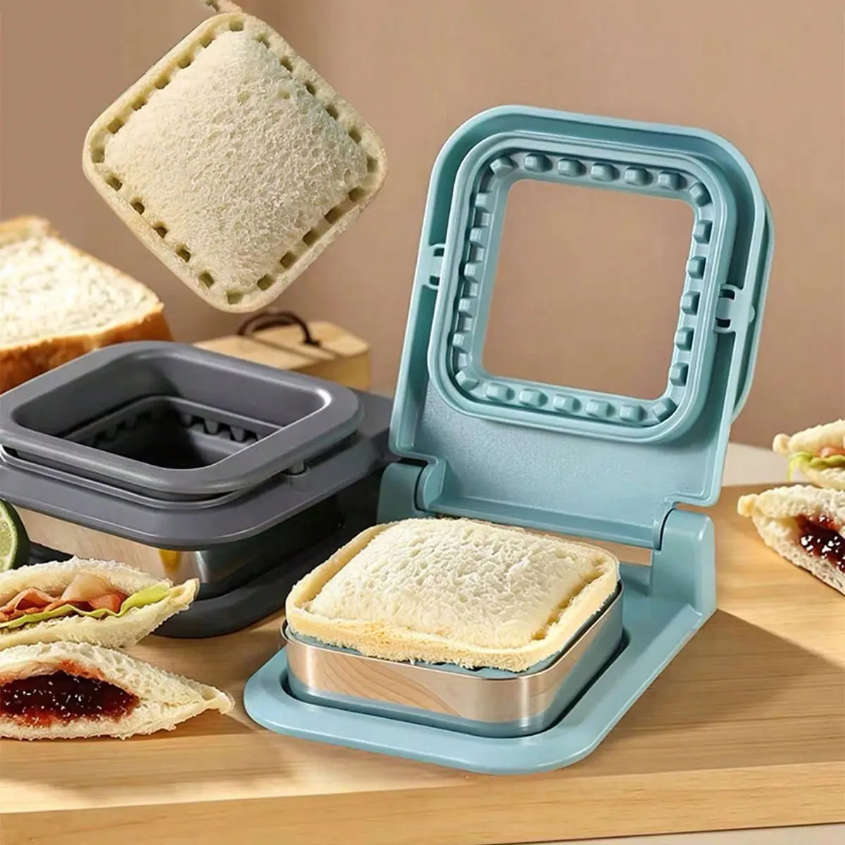 Sandwich Press Edge Cutter Toast Sealing Cutter Household Pocket Sandwich Mold Square Round Combination 2Pcs