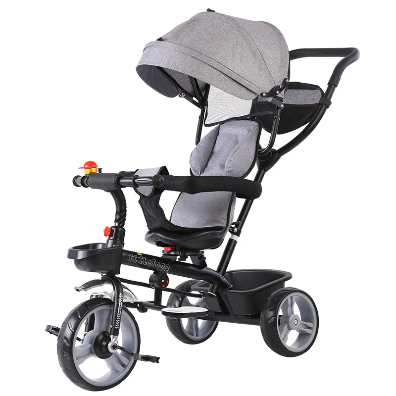 Triciclo portátil de calidad de marca para bebé, cochecito para niños, asiento de cochecito giratorio para bebé, cochecito con sombrilla desmontable