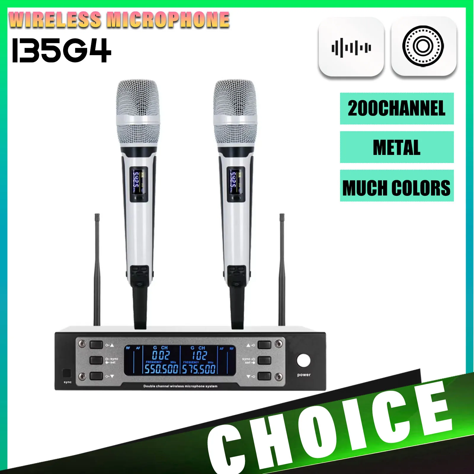 135G4 Professional Performance UHF Wireless Microphone Full Metal Construction for Stage And Studio 200 Channel Points For Party