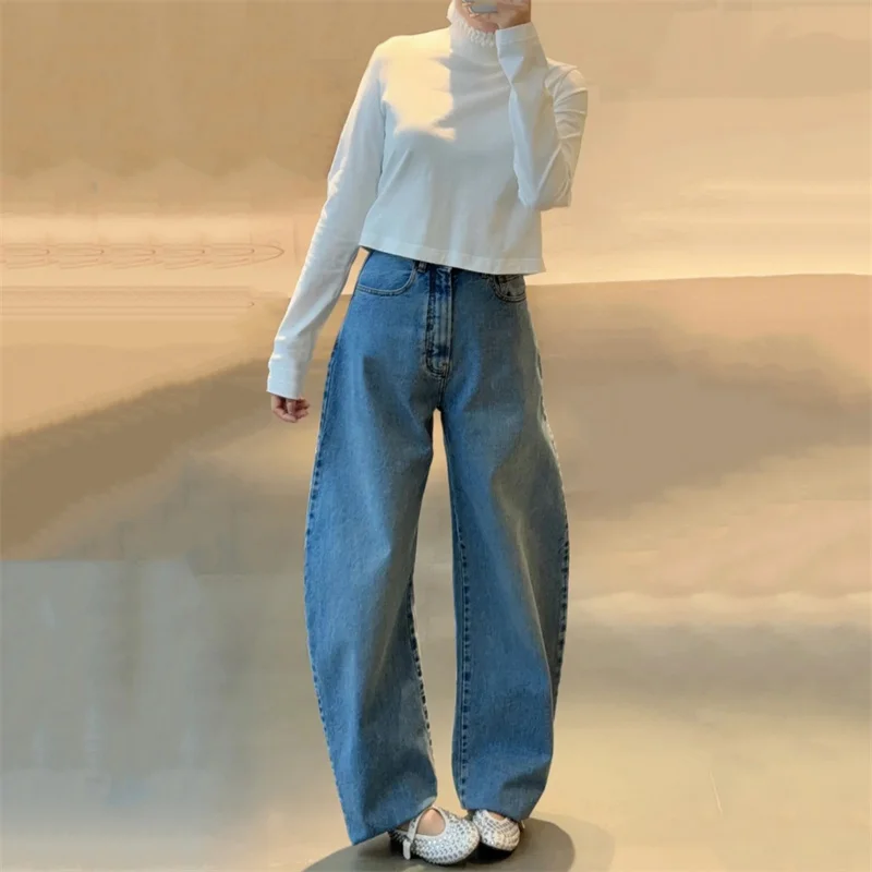 

Women's jeans New high waisted straight leg pants for spring 2026 pure cotton wide leg pants curved knife jeans y2k denim pants