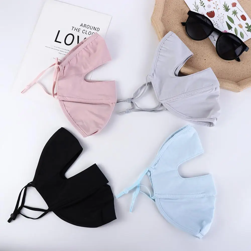

Face protection Solid Color Sun Protection Ice Silk Womne Sun Hats Driving Face Mask Summer Sunscreen Mask Face Gini Mask
