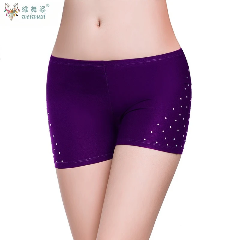 Short de sécurité du ventre pour femmes, Leggings moulants, pantalons de sécurité extensibles avec diamants, pantalons courts, culottes solides confortables
