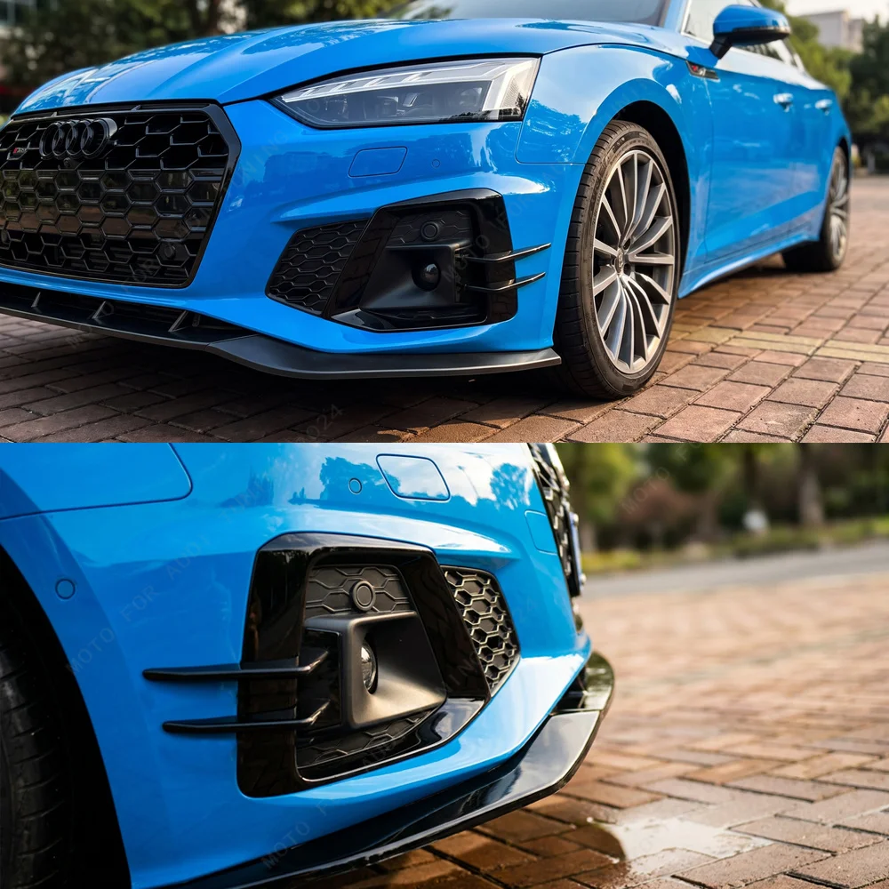 For Audi A5 S5 B9 S-Line Sportback/Coupe 2020-2024 Pair Gloss Black Front Bumper Side Canards Spoiler Cover Trim Body Kit Tuning