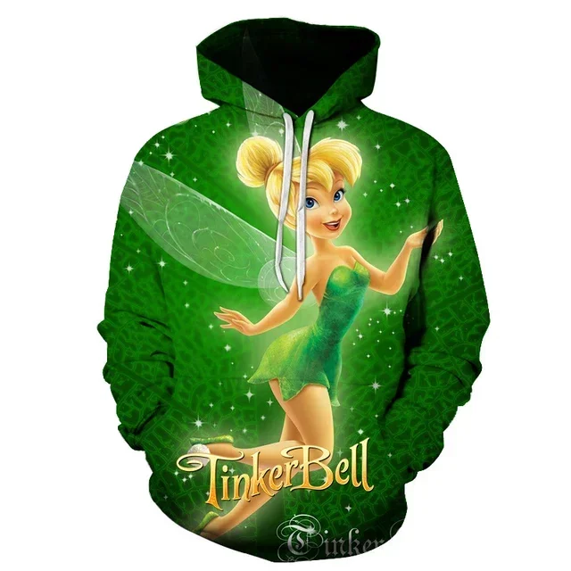 2024 Disney Tinker Bell Men Women 3d Hoodies Casual Hip Hop Streetwear Long Sleeves Sweatshirts Boys Girls Autumn Tops Coats