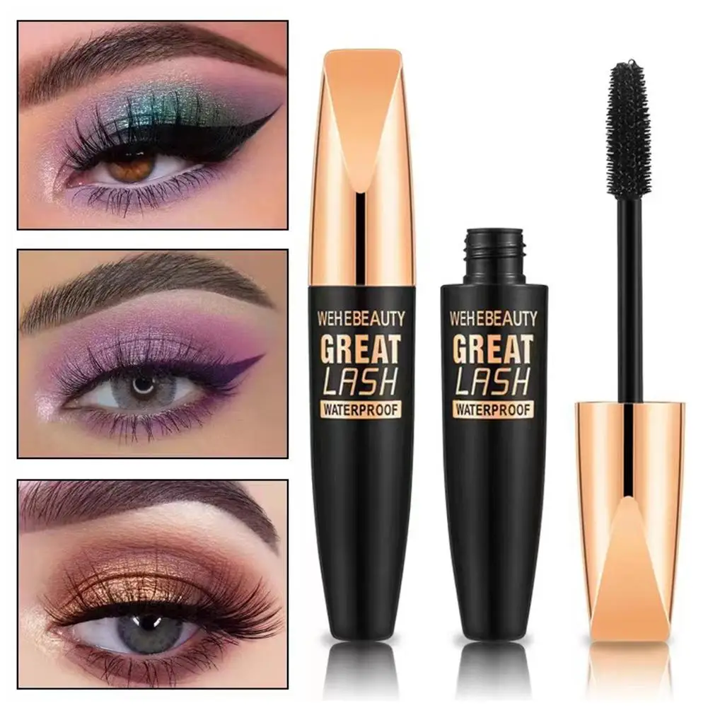 Impermeável Black Fiber Mascara, 4D Lash, Plump Curling, grosso, anti-suor, extensão de seda, maquiagem cosmética dos olhos, V7A0