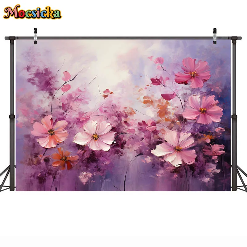 Винтажные розовые цветочные фоны для фотографии, абстрактная картина маслом, цветочный декор для детей, взрослых, женщин, портретные фоны для беременных