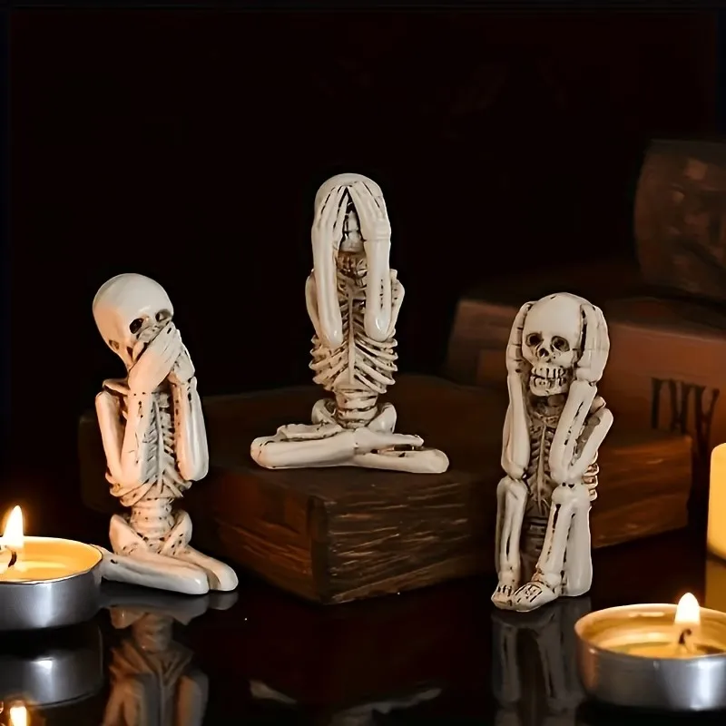 On Halloween, do not listen to, speak of, or look at skeleton decorations. Holiday decorative ornaments, home desktop decoration