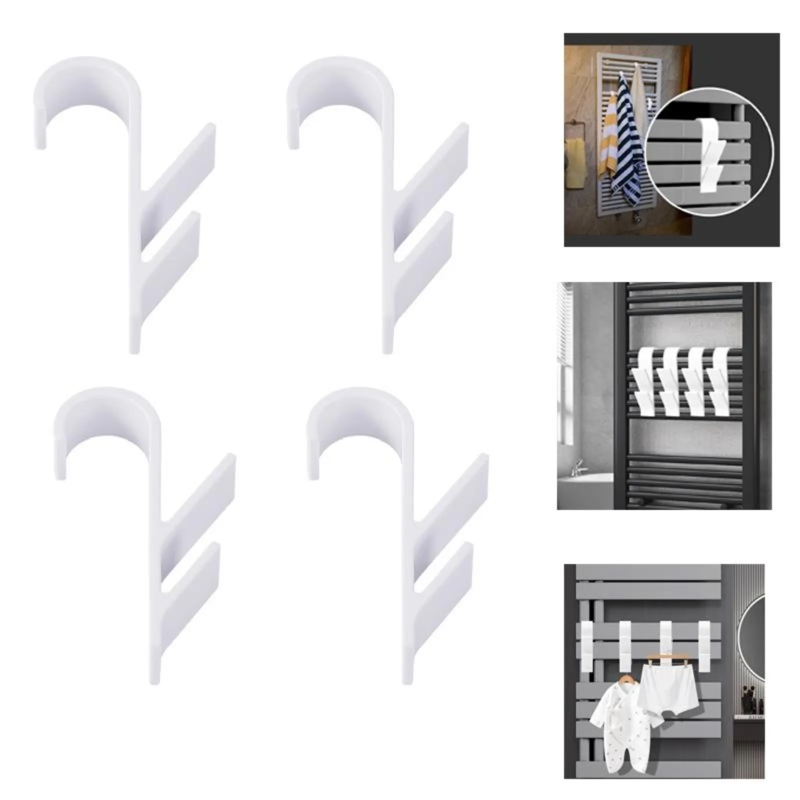 

4pcs White Hook, Heated Towel Rack, Radiator Bracket, Bathroom Hook, Hanger, Soft Scarf Rack, Towel Rack, Bathroom Hook Rack