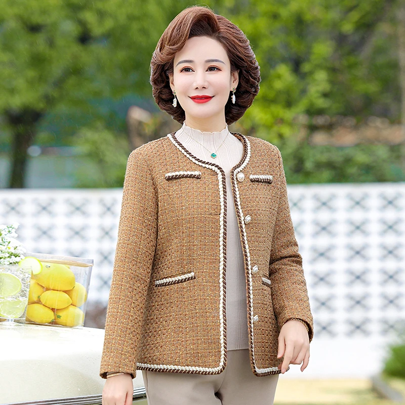 Small Fragrance Luxury Design Autumn Women Vintage Plaid Tweed Jacket Spring Short Coats Korean Fashion Streetwear Outwear