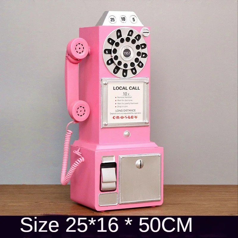 American Retro Pink Telephone Wall Pendant Radio Model Ornament Net Red Shop Decoration Shop Dress Window Display